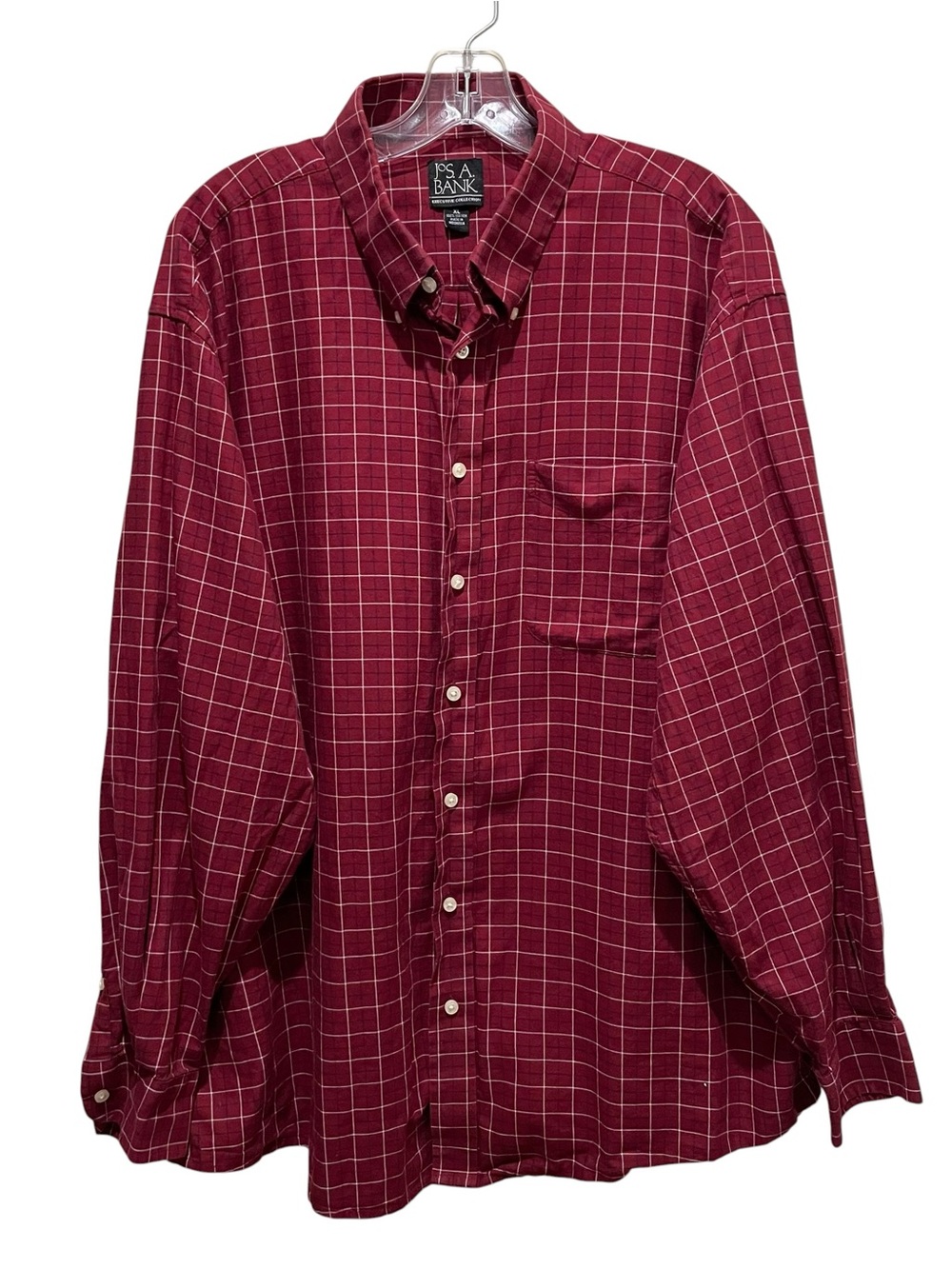 Jos A Bank Executive Collection Plaid Shirt Burgundy Men’s Size XL Cotton